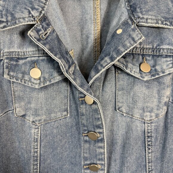 Joie Sleeveless Collared Button Up Denim Mini Dress Women's XL Blue Jean Country - Picture 6 of 11